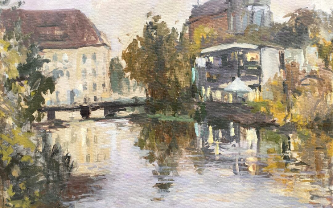 Auf der Allerbrücke am Abend