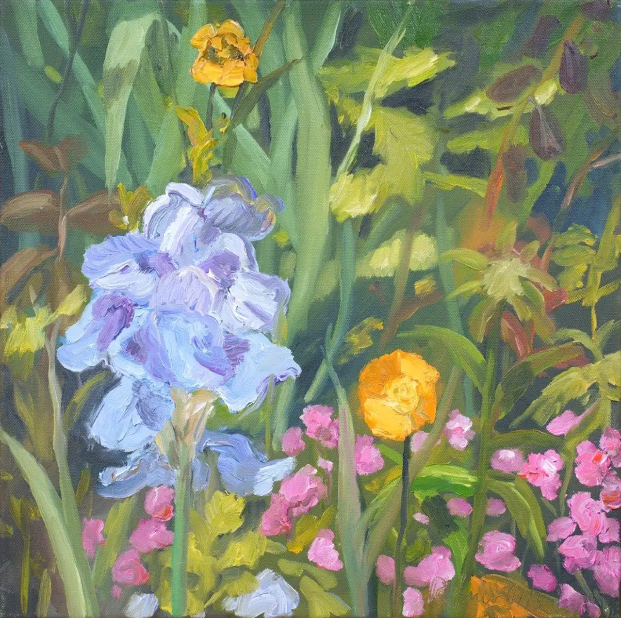 Hermann Reimer – Iris und falscher Mohn(40x40cm) 2013